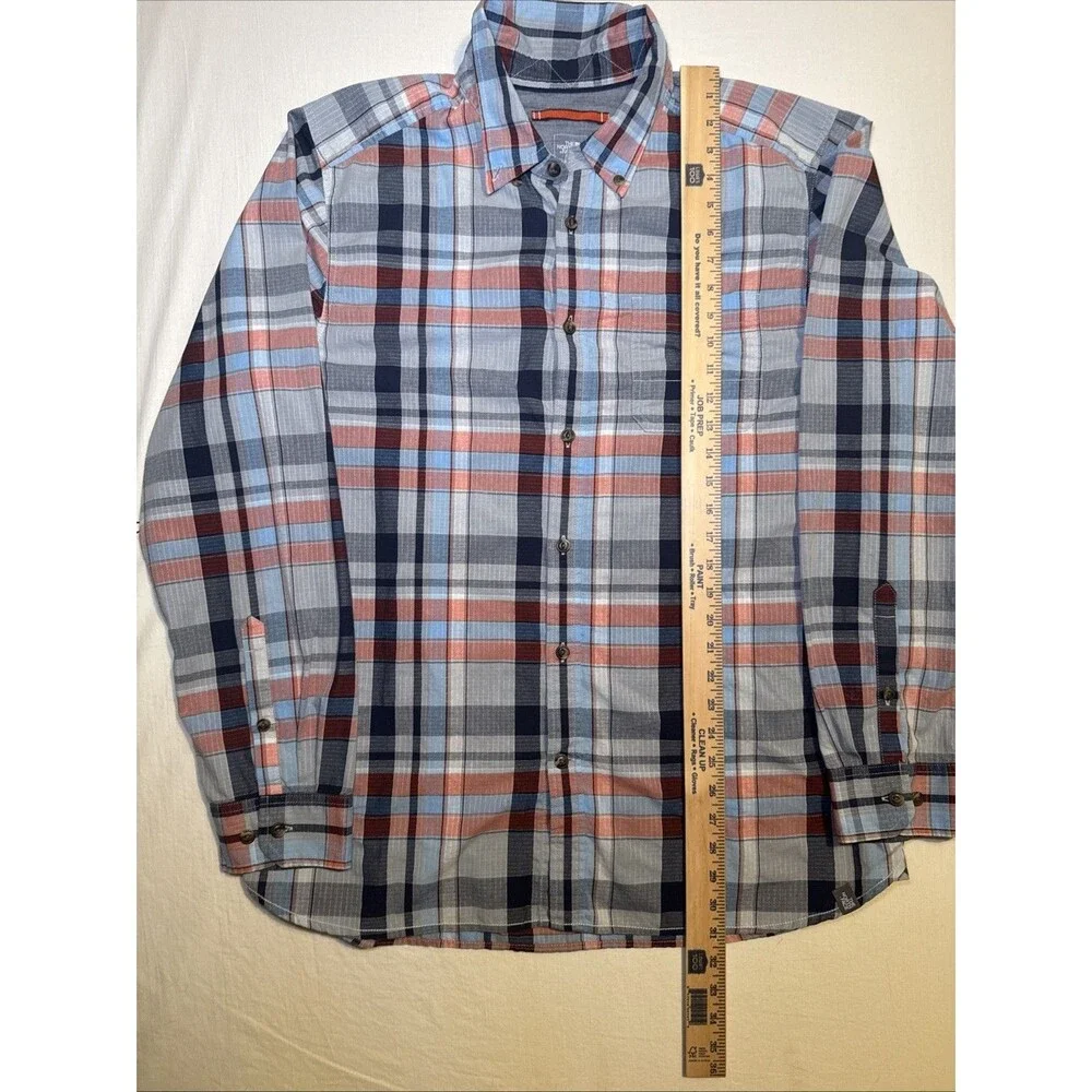 The North Face Plaid Button Down Mens XLarge Blue Red Grey Long Sleeve Shirt